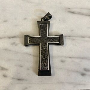 Black Silver Stainless Steel Cross Pendant